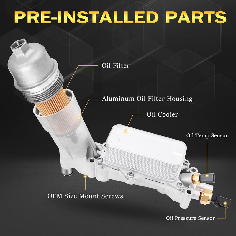 AUTOBABA 926-959 Upgraded Full Aluminum Engine Oil Filter Housing with Oil Cooler Sensors and Gaskets Compatible with Dodge Charger Challenger Journey, Wrangler, Ram ProMaster 3.6L V6, Chrysler 200 300 - Image 3